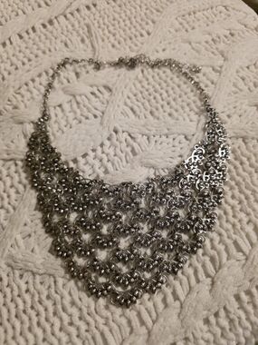 Premier Designs Silver-Tone Multi-Layer Lace Bib Necklace